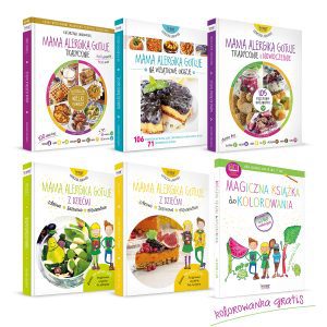 Kompletny zestaw książek z serii Mama Alergika Gotuje + kolorowanka GRATIS!